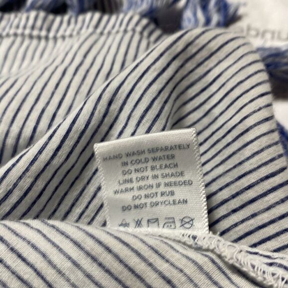 Roller rabbit Navy Pinstriped boho peasant blouse top Hand embroidered 100% Cott - Picture 14 of 14